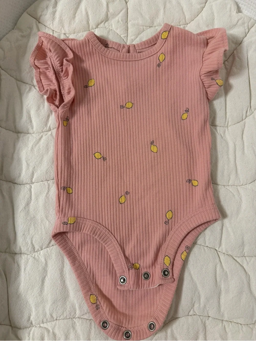 Carter's Pink Ribbed Lemon Print Matching Set